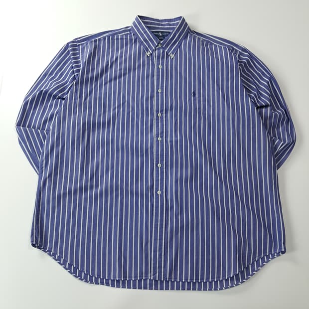 CA333 2XL 폴로 빅사이즈 90s 블루 뱅커스트라이프 셔츠 남방