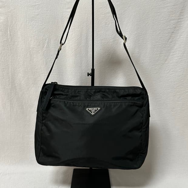 남녀공용 프라다 블랙 포코노 크로스백 나일론 숄더백