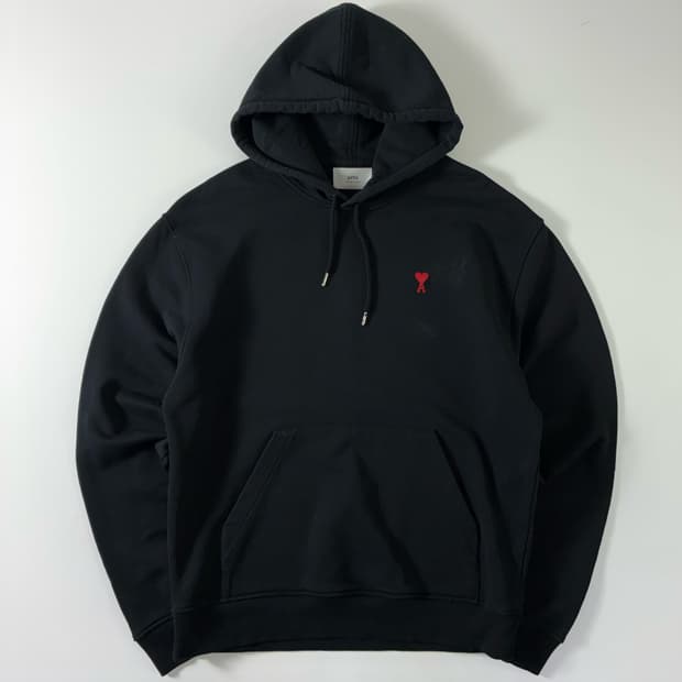 Ami  아미 스몰하트 로고 블랙 후드티 