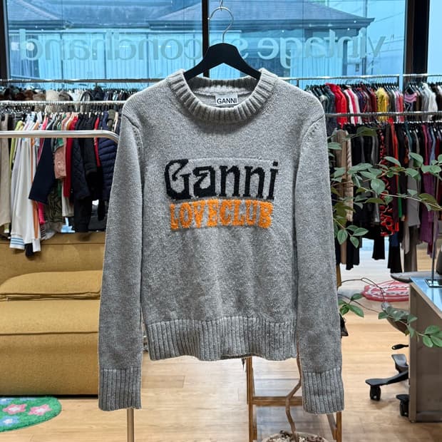 가니 그레이 러브 클럽 로고 니트