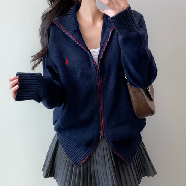 폴로 니트 집업