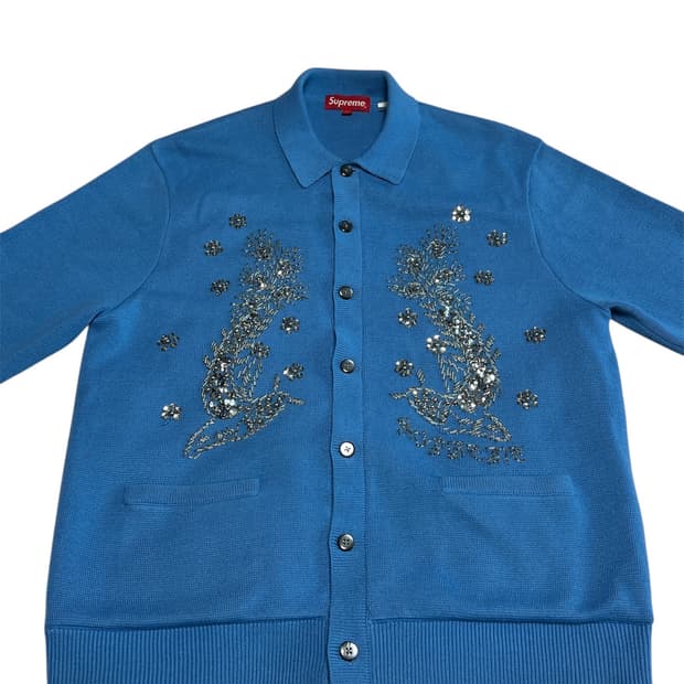 [M] 슈프림 비디드 아플리케 가디건 블루
