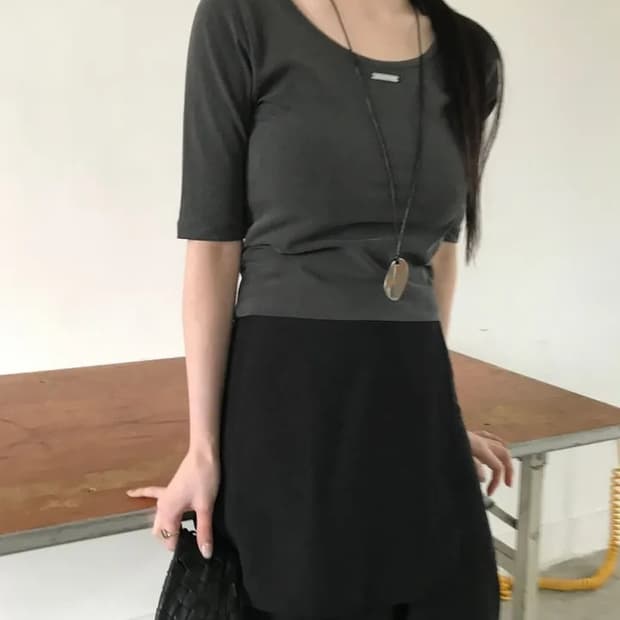 르진주 에일 여리핏 레이어드 투웨이 7부 티셔츠