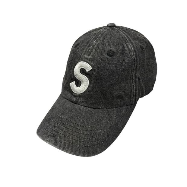 (OS) 슈프림 케블라 S로고 6패널 데님 볼캡 블랙