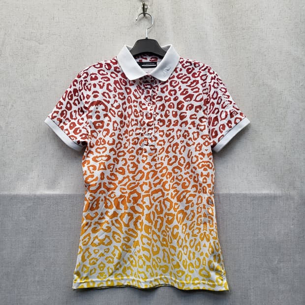J.Lindeberg 레오파드 카라 반팔 티셔츠