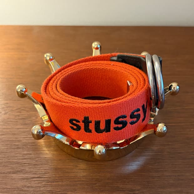 stussy 올드 스투시 퍼프 프린팅 D링 벨트 오렌지 컬러