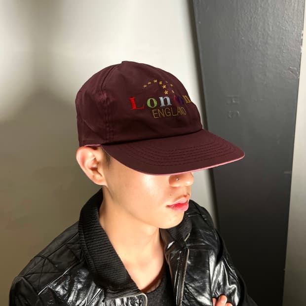 London Graphic Burgundy Cap