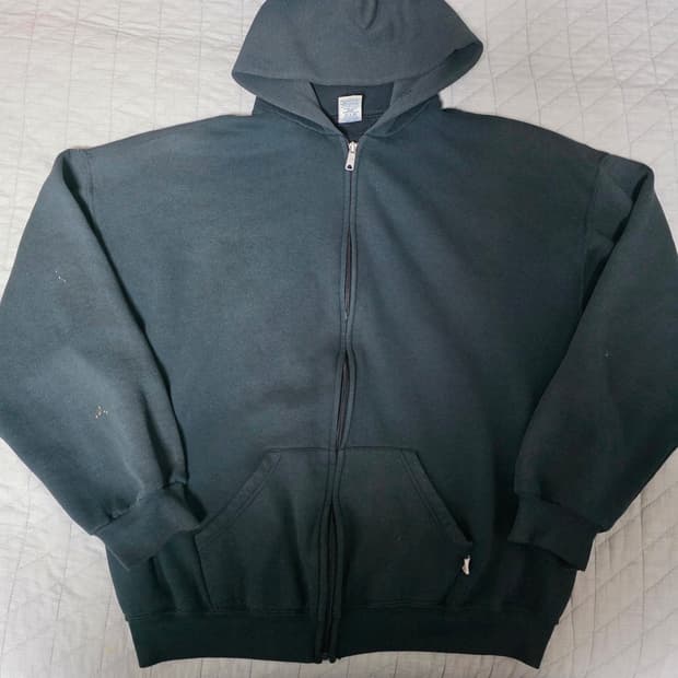 [XL] 90s 빈티지 러셀 애슬레틱 후드집업 블랙 ver.라운드지퍼