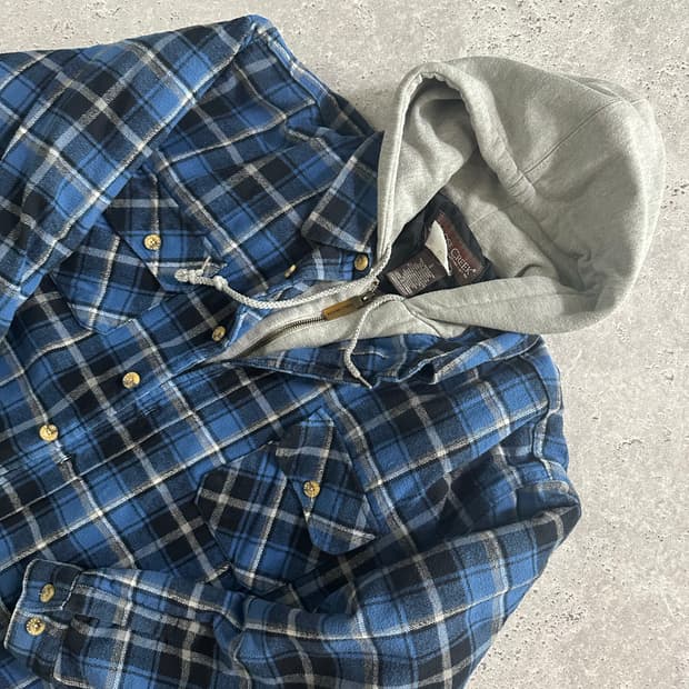 MOOSE CREEK 크릭 블루 체크 후드 셔츠