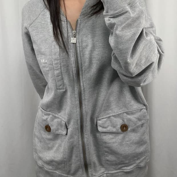 아디다스 슈퍼스타 그레이 코튼 집업 자켓