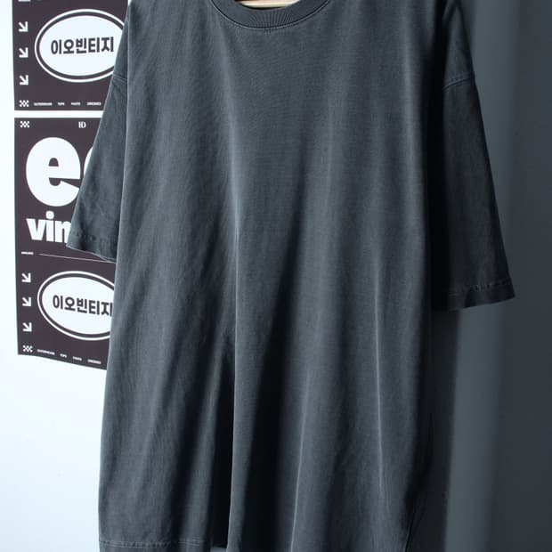 (L-XL) 소버먼트 반팔 티셔츠 피그먼트 무지 그레이-H35870