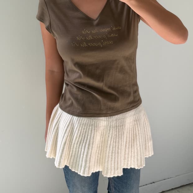 일본빈티지 플리츠 니트 레이어드스커트