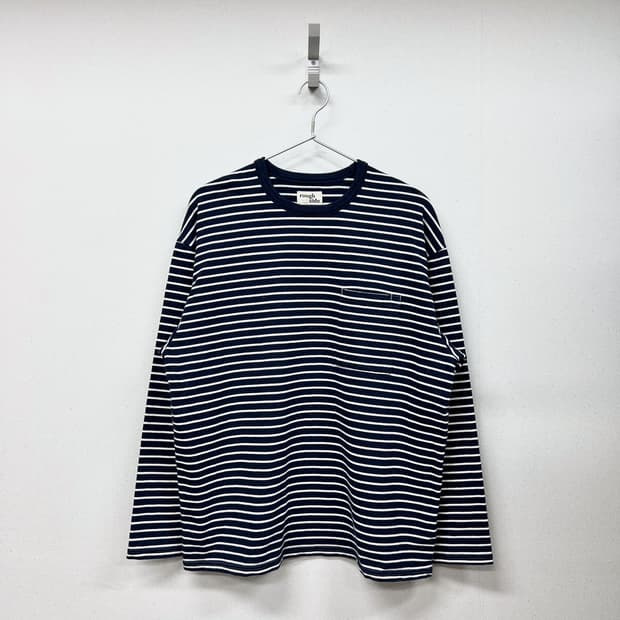 (KR/3) 러프사이드 스트라이프 롱슬리브 네이비