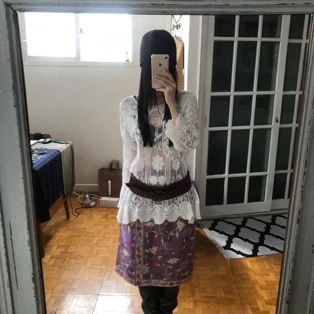  vintage lace see-through top 