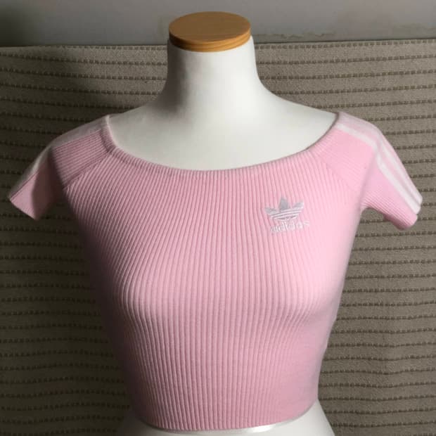 아디다스 오리지널 베이비 핑크 니트 반팔 티셔츠
