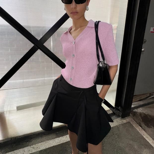 드래곤블루스 펄 샤인 카라 가디건 - 파스텔 라벤더