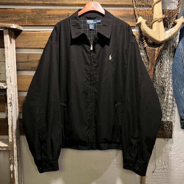 [2XL]폴로 랄프로렌 체크 라이닝 블랙 드리즐러 자켓