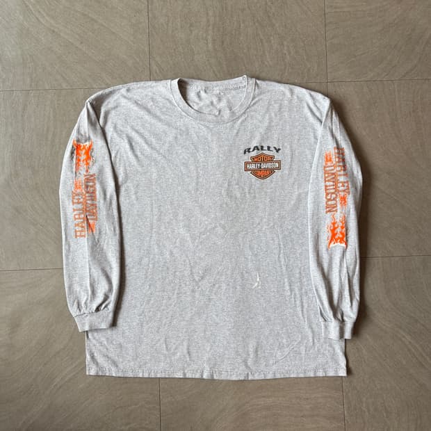 할리데이비슨 그레이 긴팔 티셔츠 롱슬리브