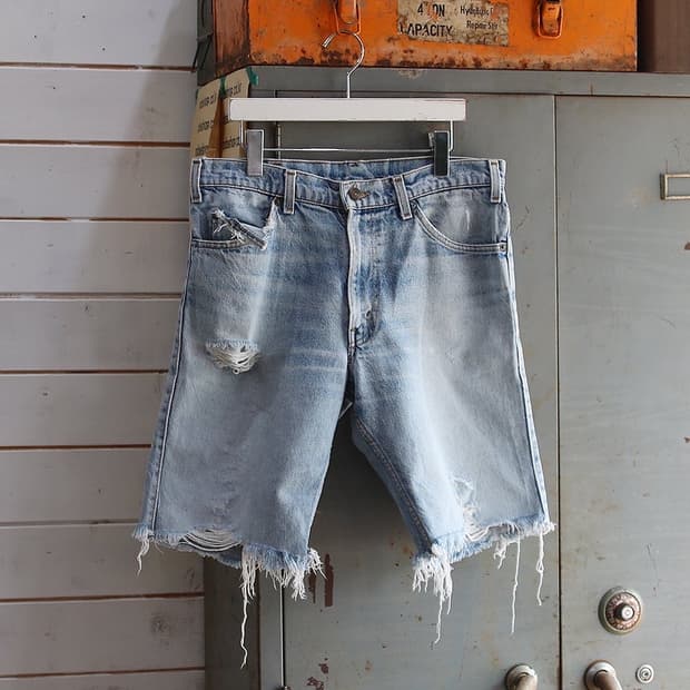 (착용컷) 90‘s 리바이스 레더탭 커팅 데님 반바지 