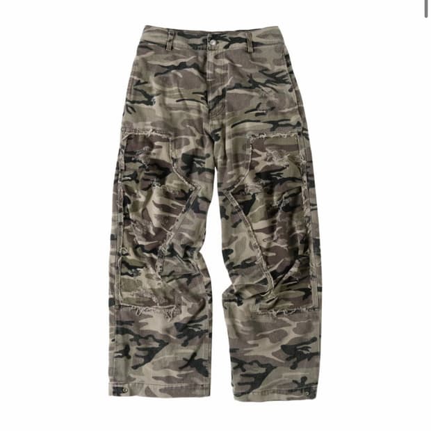 ETCE DESTROYED CAMO BAGGY PANTS (L)