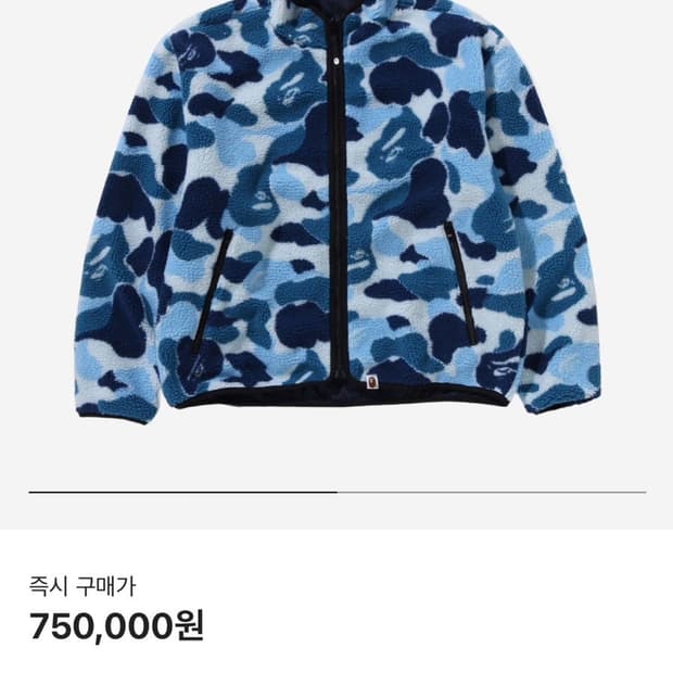 베이프 카모 립스탑 리버시블 자켓 블루