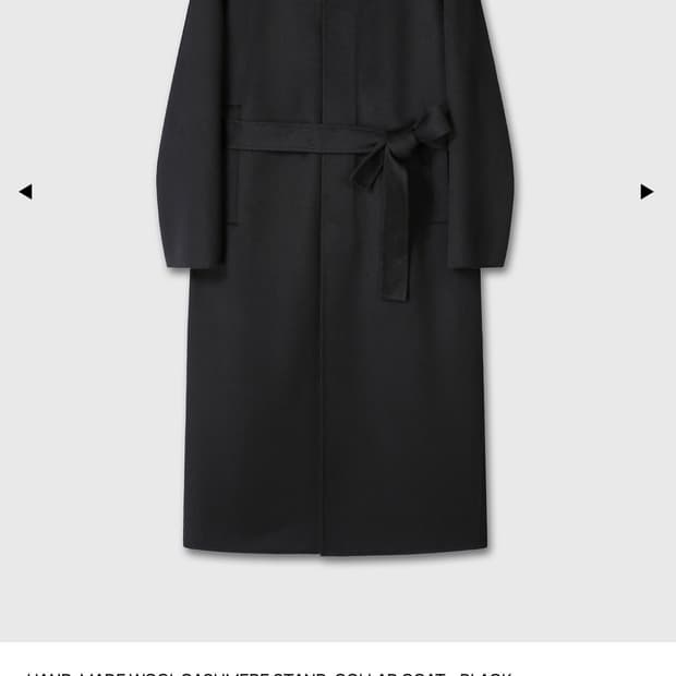 토니웩 핸드메이드 울 캐시미어 스탠드 카라 코트 블랙