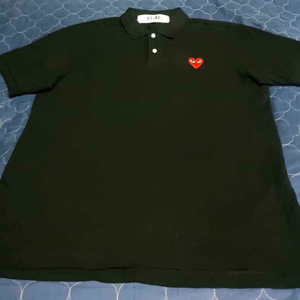 (24ss) 꼼데가르송 하트 와펜 반팔 카라티 블랙(XL) AX-T006