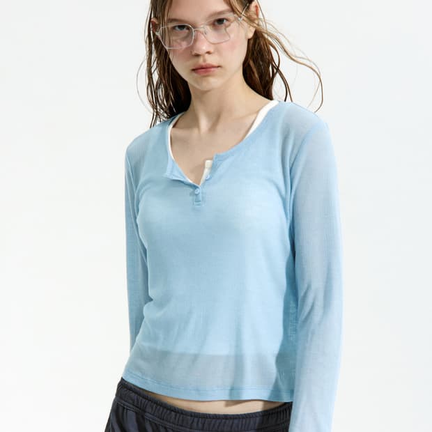 Lc Henry Neck Long Sleeve T-Shirt