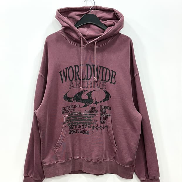 코드그라피 월드와이드 로고 피그먼트 후드 M