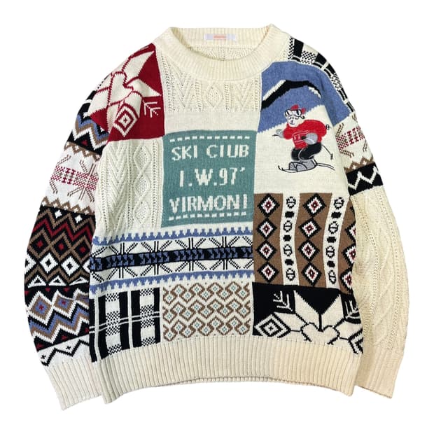 Vintage 빈티지 스키 베어 니트