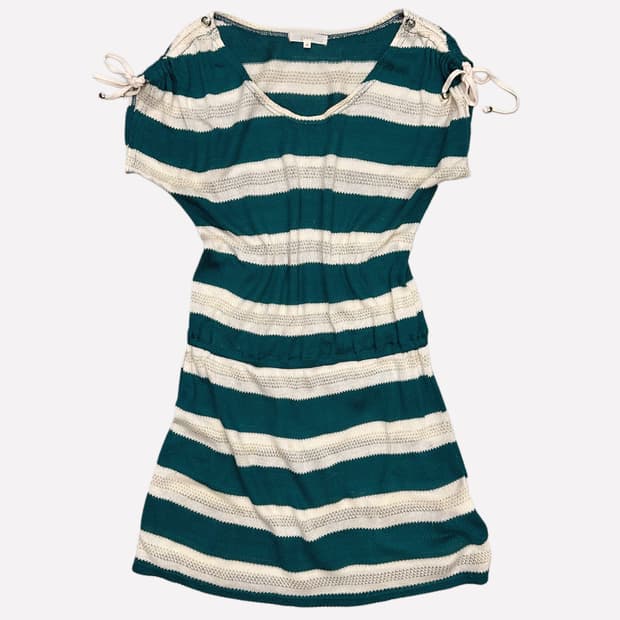 stripe shirring knit dress