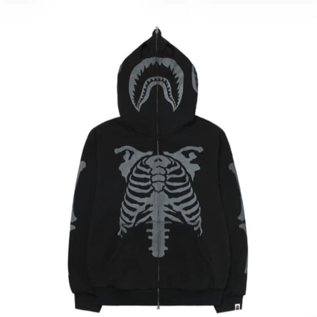 BAPE 스켈레톤 샤크 후드집업 블랙 2xl