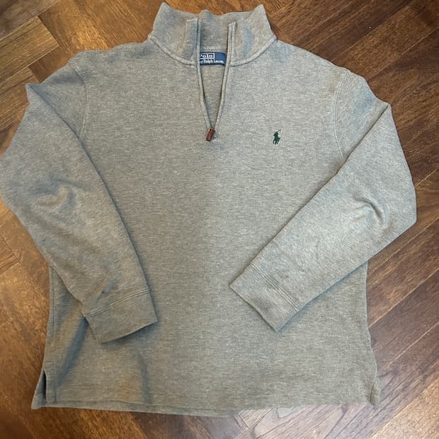 Polo RalphLauren 폴로 빈티지 니트 반집업 그레이 그린포니