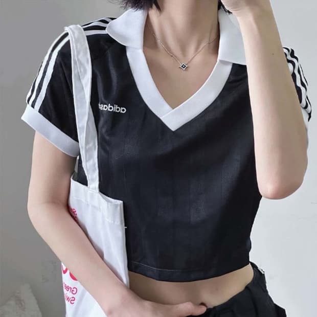 아디다스 풋볼 져지 크롭 반팔 카라 티셔츠