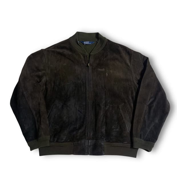 [XL] 90s Polo suede jacket dark brown