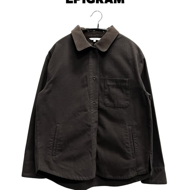 (S) 에피그램 코듀로이 카라 스웨이드 셔츠 다크 브라운