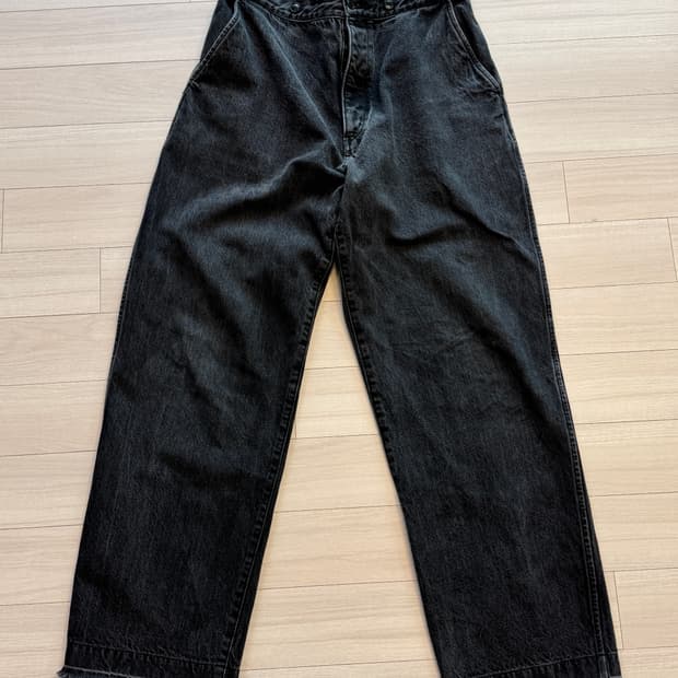 코모리 데님 오버 팬츠 - 흑청 블랙 1사이즈