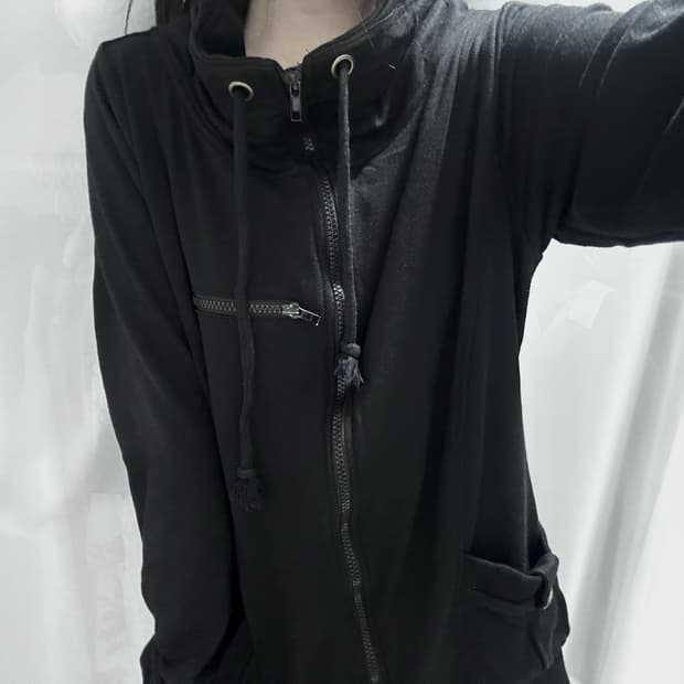 빈티지 블랙 후드집업