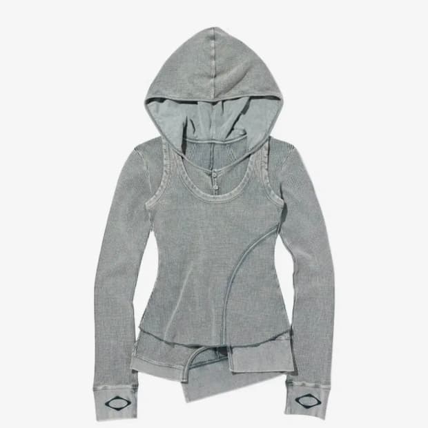 미스치프 레이어드 와플 후드 세트 카키 S