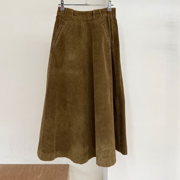 랄프로렌 컨트리 브라운 코듀로이 미디스커트