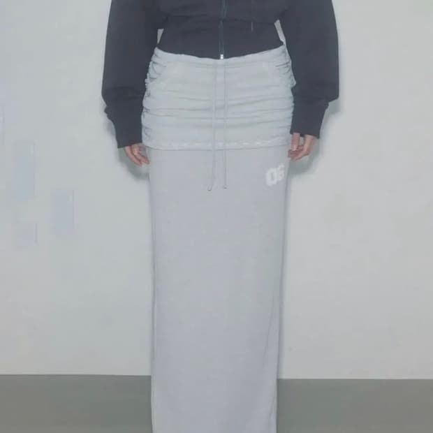 스컬프터 셔링 레이어드 맥시 스커트