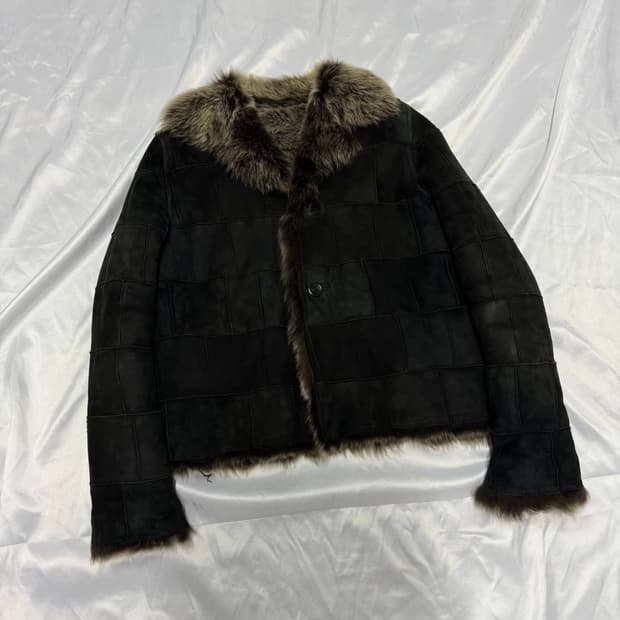 90‘s Issey miyake hai 스웨이드 패치워크 퍼 무스탕