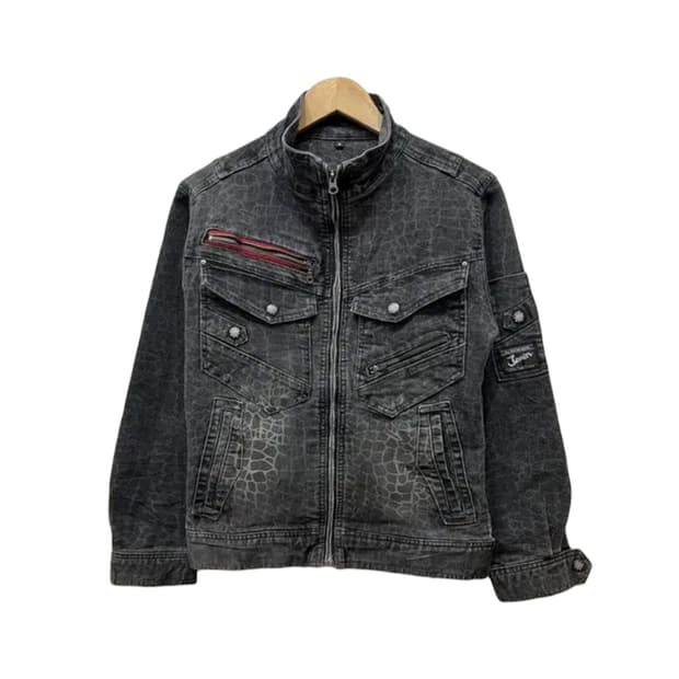 재패니즈 빈티지 패턴 데님 바이커자켓