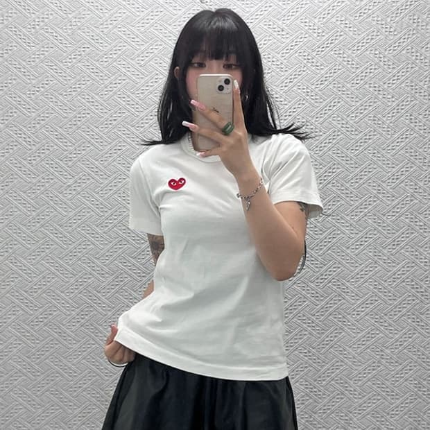 꼼데가르송 빈티지 캐주얼 키치 하트와펜 반팔티 L C12491