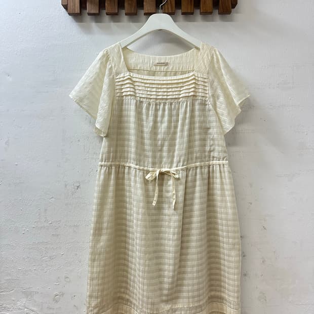 일본빈티지 Simplicite 심플리시테핀턱 디테일 체크원피스 블라우스