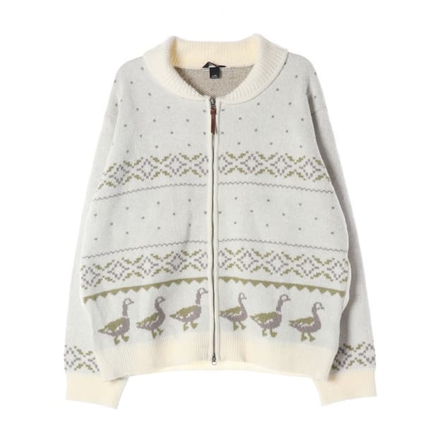 에디바우어 구스 그래픽 자카드 니트 집업 2XL