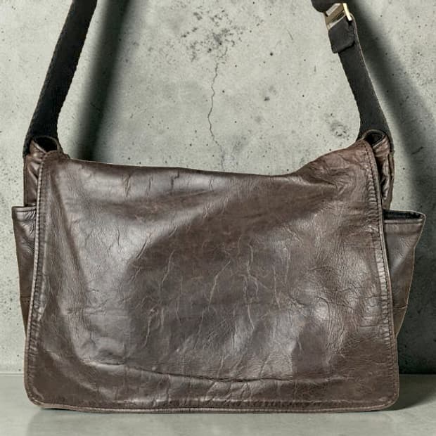 Jas M.B. 쟈스엠비 빈티지 가공 레더 메신저백 이탈리아 장인 포터