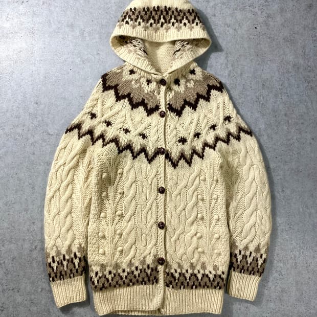 [M] Vintage 빈티지 우먼스 핸드니트 후드 가디건