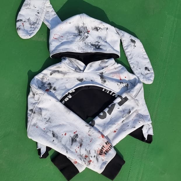 해피피플갤러리 커스텀 크롭 바니 후드