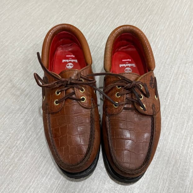 슈프림X팀버랜드 보트슈즈 브라운